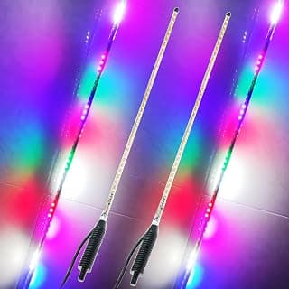 HAISECA 2Pcs LED Whip Lights,2.4FT RGB 270° Auto Strobe LED Whip Light for ATV UTV RZR Off-Road Truck Boat Can-am,DC12V.