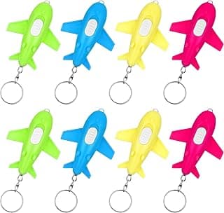 Airplane Party Favors Mini Flashlight Keychain Bulk Airplane LED Flashlight Keychain Airplane Birthday Party Supplies Goodie Bag Stuffers for Birthday Gift Decorations, 4 Colors (36 Pcs)