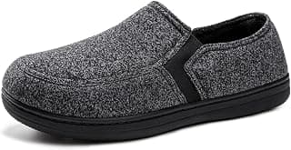Men's Comfy Knitted Memory Foam House Shoe Slipper with Designed Elastic Side Gores