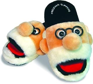 Small Freudian Slippers - with Freud's Head and a Comfortable Built in Sock Tongue Black