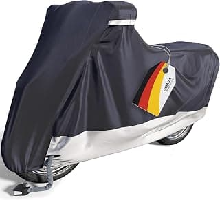 VELMIA Motorcycle Cover Extremely Heat Resistant up to 550 F I High Standard Motorcycle Cover Waterproof Outdoor for All Seasons, Motorcycle Storage, Scooter Cover, Moped Cover, Harley Cover
