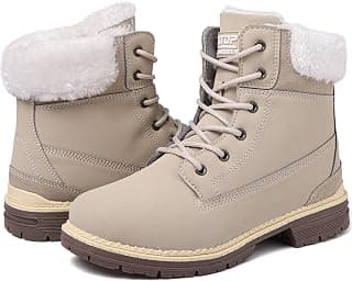 Womens Snow Boots Waterproof Winter Boots Fur Lined Warm Hiking Boots Ladies Lace Up Walking Boots Anti-Slip Lightweight Outdoor Ankle Boots