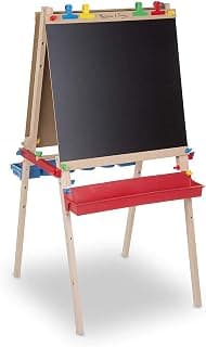 Melissa & Doug Deluxe Standing Art Easel - Dry-Erase Board, Chalkboard, Paper Roller | Double-Sided Children's Easel, Easel For Toddlers And Kids Ages 3+