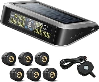 Easesuper Tire Pressure Monitoring System for RV Trailer (0-199 psi) and Repeater, Rv Tpms 7 Alarm Modes, Auto Backlight & Sleep & Awake Mode for Travel Trailer, Coach, Motor Home, Truck
