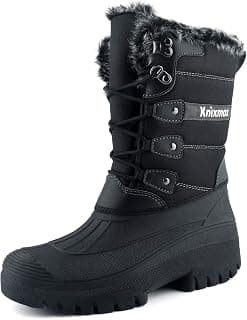 Women's Winter Snow Boots Waterproof Mid Calf Booties Fur Lined Warm Outdoor Insulated Mucker Yard Skiing Hiking Boots for Woman Size 6-11 US