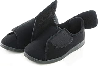 Men's 80-D Memory Foam Diabetic Slipper with Adjustable Closures,Extra Wide Width Comfy Warm Plush Fleece Arthritis Edema Swollen Diabetic House Shoes Machine Washable w/Anti Slip Sole