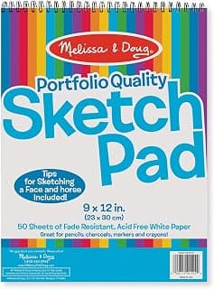 Melissa & Doug 4194 Sketch Pad 9” by 12” (Arts & Crafts, Fade-Resistant, Acid-Free White Paper, 50 Sheets, Single Pack, Great Gift for Girls and Boys - Best for 3, 4, 5 Year Olds and Up)