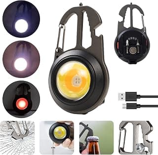 Keychain Flashlights, 7 Light Modes Portable Small LED Keychain Light Waterproof Flashlights Bright Rechargeable Work Light for Home Repairing Camping Hiking Adventure Fishing (Round, One Size)