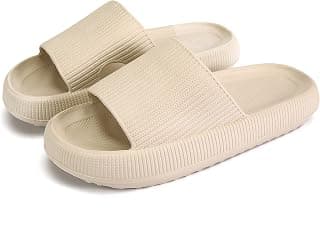 Pillow Slippers for Women and Men, Rosyclo Massage Shower Bathroom Non-Slip Quick Drying Open Toe Super Soft Comfy Thick Sole Home House Cloud Cushion Sandals for Indoor and Outdoor Platform Shoes