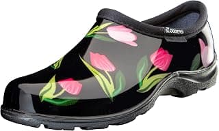 Sloggers Waterproof Garden Shoe for Women – Outdoor Slip-On Rain and Garden Clogs with Premium Comfort Support Insole, (Tulip Black), (Size 9)