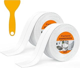 2 Rolls White Caulking Tape Waterproof Self Adhesive,Kitchen & Bath Seal Caulk Strip,Caulk Tape Sealant Strip for Toilet Base,Bathtub Countertop,Wall Floor,with Sealing Tool (126 X 1.5In)