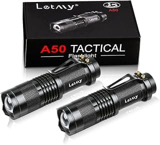 Tactical Flashlight [2 Pack] - Zoomable, 3 Modes, Water Resistant LED Torch - Best Flashlights for Gift, Camping, Hiking, Outdoor by Letmy