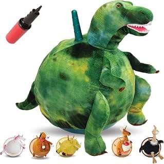Toothy: Small Plush T-rex Dinosaur Hop Ball Hopper Hoppity Hop (Ages 3-5) Sit and Bounce with Handles