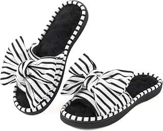 Women's Memory Foam Open Toe Slide Slippers with Adjustable Strap, Ladies' Slip-on House Shoes Spa Mules Sandals with Indoor Outdoor Anti-Skid Rubber Sole