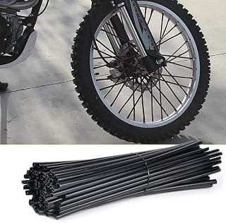 72Pcs Spoke Covers Skins, Universal Motorcycle Street Bike Wheel Spoke Wraps Skin Coat Trim Cover Decoration Protector Pipe (Black)