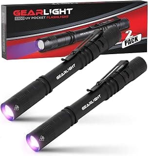 GearLight UV Black Light Flashlight S100 [2 Pack] - Mini Blacklight Ultraviolet Pen Lights for Leak and Hotel Inspection - Pet Urine, Bed Bug, Scorpion, Stain, and Dye Detector