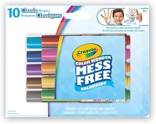 Crayola Color Wonder 10ct Mini Markers, Classic, Mess Free Colouring, Washable, No Mess, for Girls and Boys, Gift for Boys and Girls, Kids, Ages 3, 4, 5,6 and Up, Summer Travel, Cottage, Camping, on-the-go, Arts and Crafts, Gifting, (75-2387)