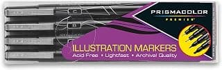 PRISMACOLOR PREMIER Marker Art, Assorted Marker Fineline + Brush Tip + Chisel Tip, Set of 4, Black (1738861)