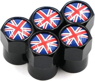 AutoE 5PCS Wheel Tire Valve Caps Stem Covers National Flag Logo Sticker Car Auto Motorcycle Bicycle Accessories (England)