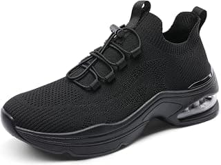 Women's Walking Sneakers, Slip-on Air Cushion Slip Resistant Tennis Shoes - Breathable Upper - Removable Insole - Casual Gym Workout Nurse Restaurant Work Shoe