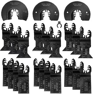 WORKPRO 23-Piece Metal/Wood Oscillating Saw Blades Set for Quick Release Multitool, Blades for Dewalt, Craftsman, Ridgid, Milwaukee, Rockwell, Ryobi and More