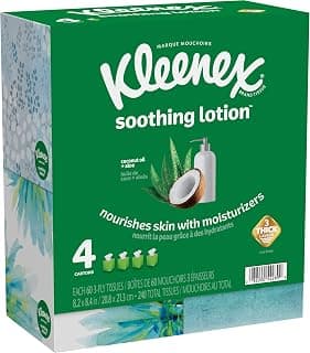 Kleenex® Soothing Lotion 3-Ply Tissues, White, 60 Tissues Per Box, Case Of 4 Boxes