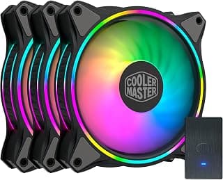 Cooler Master Master Fan MF120 Halo Duo-Ring Addressable RGB Lighting 120mm 3 Pack with Independently-Controlled LEDs, Absorbing Rubber Pads, PWM Static Pressure for Computer Case & Liquid Radiator