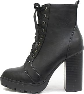 Women Korman Cute Chunky Lace Up Leatherette Zipper Ankle Bootie