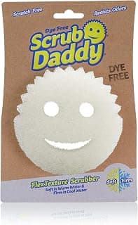 Scrub Daddy- Scrub Daddy Dye Free- FlexTexture Sponge, Soft in Warm Water, Firm in Cold, Deep Cleaning, Dishwasher Safe, Multiuse, Scratch Free, Odor Resistant, Functional, 1pk (Pack of 1)
