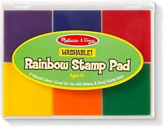 Melissa & Doug Rainbow Stamp Pad - 6 Washable Inks | Washable Stamp Pads For Rubber Stamps, Arts And Crafts Supplies For Kids Ages 4+