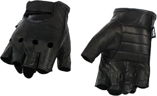 Milwaukee Leather SH195 Men's Black Leather Perforated Gel Padded Palm Fingerless Motorcycle Hand Gloves W/ ‘Open Knuckle’ - Large