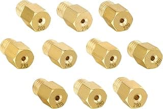 10pcs Carburetor Hex Type Main Jet Compatible with MI-KUNI VM/TM/TMX Carburetor Replaces 200 210 220 230 240 250 260 270 280 290 Brass Jet Kit (200-290)