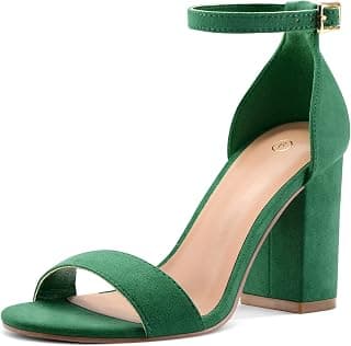 Women's Chunky Block Heels Open Toe Ankle Strap 3.5 Inch Heeled Sandals