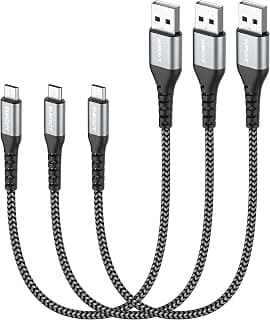 SUNGUY Micro USB Cable 1FT[3Pack] Short Braided USB 2.0 Micro Fast Charging and Data Sync Cord for Samsung Galaxy S7 Edge S6,Moto G5 G5S Plus,Sony Xperia Z3 Z5