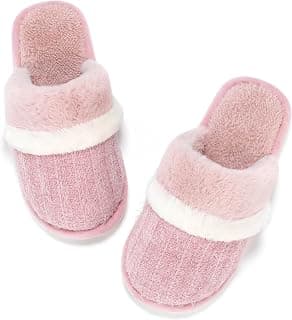 Womens Cozy Memory Foam Slippers Soft Warm Slip On Faux Fur House Slippers,Anti-Skid Rubber Sole,Creative Gifts for Women Mom Girlfriend