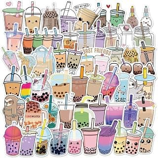 Bubble Tea Stickers, 50 PCS Milk Tea Summer Drink Stickers for Loptop Water Bottles Skateboard Phone Cup Fridge Decor Decoration for Teens Adults Kids
