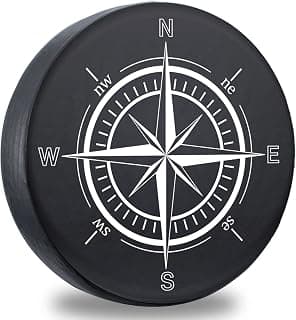 DKIIGAME Spare Tire Cover,Weatherproof Vinyl Leather Wheel Cover for Jeep Wrangler Sahara,Hummer H3,Toyota FJ,Trailer, RV, SUV, Truck (32"-33" Compass Print)