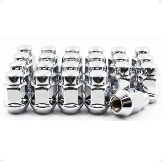 Wheel Accessories Parts Set of 23 Chrome M14 x 1.5 Thread, 1.38" Long Truck Nut, 21mm (13/16") Hex Closed End Cone Seat Acorn Wheel Lug Nuts- Fits Jeep Wrangler, Grand Cherokee, Chevrolet, Ford, Dodge