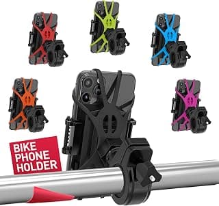 TruActive Premium Bike Phone Mount Holder, Motorcycle Phone Mount, 6 Color Bands Included, Cell Phone Holder for Bike Universal Any Phone or Handlebar, Bike Phone Holder, ATV Tool Free Install