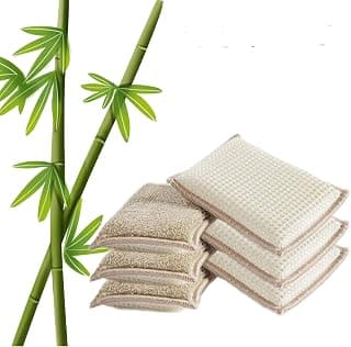 UKEENOR Natural Bamboo Sponges Kitchen Cleaning Sponges Dish Sponges Reusable Dish Washing Sponges Super Absorbent Eco Friendly 6 Pack