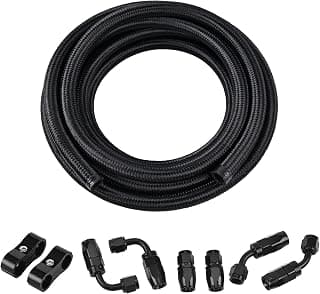 EVIL ENERGY 10ft 6AN 5/16" ID Nylon Stainless Steel Braided PTFE E85 Tube 8.13mm Fuel Line Fittings Kit