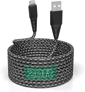 iPhone Charger Cord 20FT/6M [Apple MFi Certified]Lightning Cable Extra Long iPhone Charging Cord Nylon Braided Fast Apple Charger Cable 2.4A for iPhone 12 11 Pro X XS Max XR/8 Plus/7 Plus/6/6s Plus