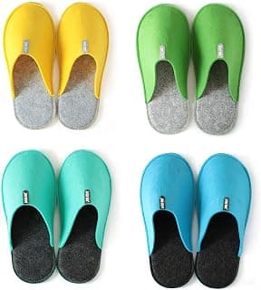 Lucky Sign Indoor Guest Slippers Unisex Felt Slipper Set of 4 Sizes - Colorful