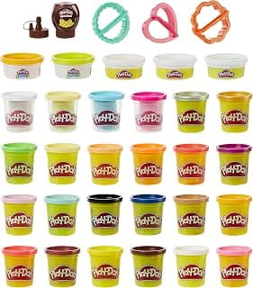 Hasbro Play-Doh Kitchen Creations Cook 'n Colors Refill Variety Pack with Play-Doh Confetti, Elastix, Drizzle, Metallics, and Color Burst, 30 Total Containers, Assorted Colors, Non-Toxic (Amazon Exclusive), F3474