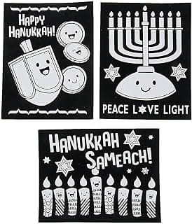 Fun Express Color Your Own Fuzzy Hanukkah Posters- Crafts for Kids - 24 Pieces
