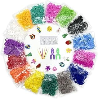 Rubber Bands Kits,Bracelet Making Kit for Girls,4500+ Loom Bands Kits Elastic Rubber Bands Loom Bracelet Making Kit DIY Birthday Gift for Girl Craft Kits for Kids Friendship Gift