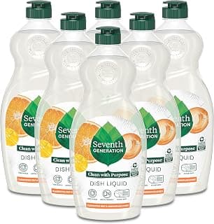 Seventh Generation Natural Dish Liquid for everyday dirt Lemongrass and Clementine Zest EPA certified 25 Fl oz (Pack of 6)