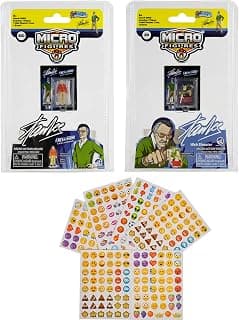 Worlds Smallest Stan Lee Bundle Set of 2 Micro Figures Plus Emoji Sticker Set