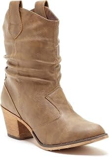 Women's Modern Western Cowboy Distressed Boot with Pull-Up Tabs
