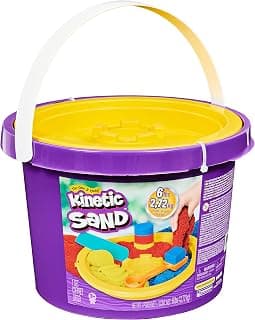 Kinetic Sand, 6lbs Bucket with 3 Colors of All-Natural Kinetic Sand and 3 Tools, Play Sand Sensory Toys for Kids Ages 3 and up